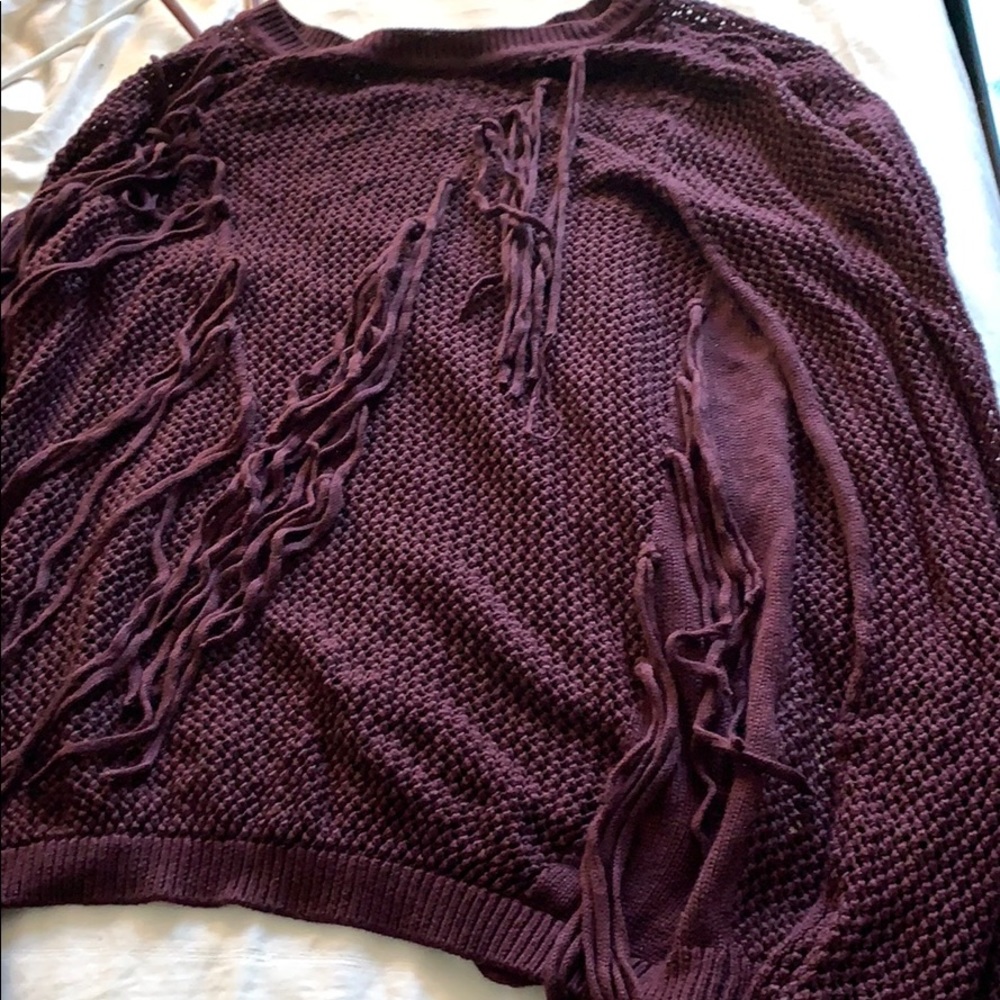 Purple fringe sweater